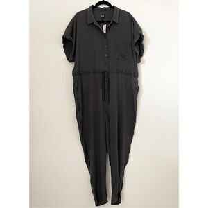 GAP Button Front Utility Jumpsuit Women Size 20‎ Gray Short Sleeve Pants Romper